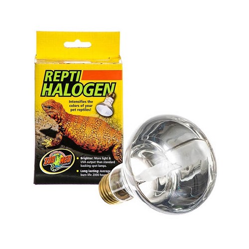 Another first from Zoo Med! High quality halogen spot lamps specifically made for use with reptile terrariums! (This is not the same bulb you would find at a hardware store.) Halogen technology increases burn life and the crisp bright white light will make animals colors appear richer.