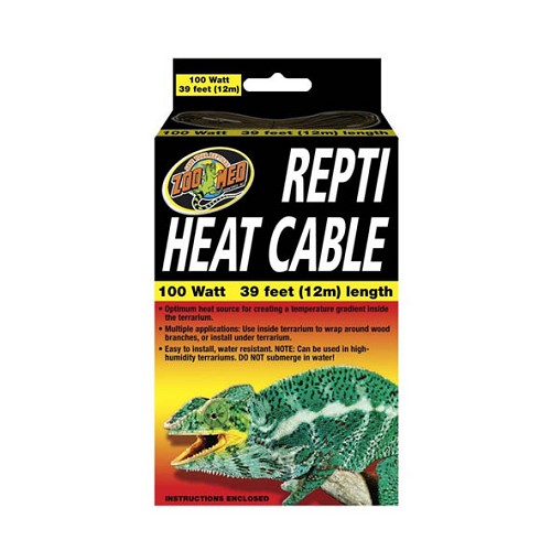 Repti Heat Cable allows you to put the heat right where you need it. Wrap it around branches or cage furniture, or use it underneath the tank! Flexible, water resistant and durable Repti Heat Cable has numerous uses for the professional or the hobbyist.

- Inexpensive, low wattage heaters.
- Secondary heat source.
- 6.5 foot cold lead.