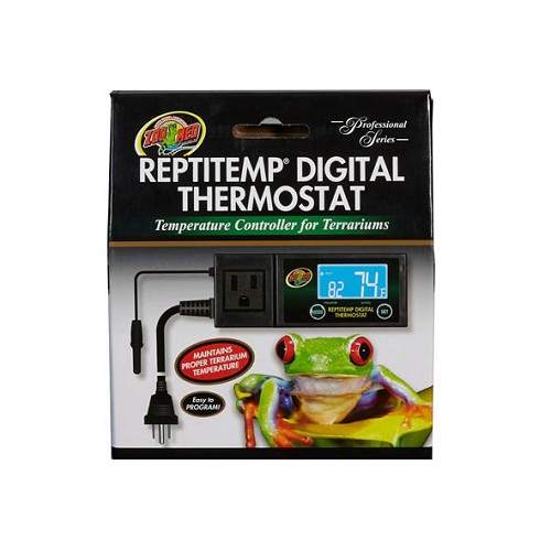 - Temperature control range: 50°F to 122°F
- Controls Temperature by turning on heating devices in “HEAT” mode or by turning on cooling devices (e.g., fan) in “COOL” mode.
- Remote Temperature Sensor with 6 foot cable.
- Controls up to 600 watts of heating devices.
- Controls up to 150 watts of cooling devices.