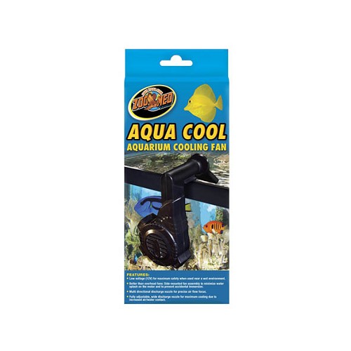 Fully adjustable side-mounting Aquarium Cooling Fan.

- Low voltage (12 v) for maximum safety when used near a wet environment.
- Better than overhead fans: Side-mounted fan assembly to minimize water splash on the motor and to prevent accidental immersion.
- Multi-directional discharge nozzle for precise air flow focus.
- Fully adjustable, wide discharge nozzle for maximum cooling due to increased air/water contact.