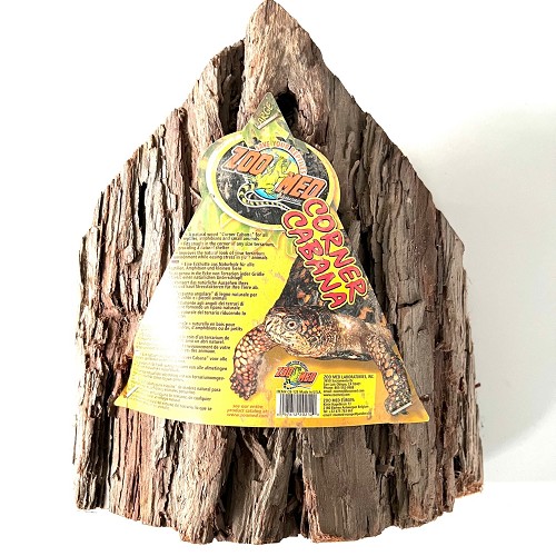 A natural wood Corner Cabana for all reptiles, amphibians, and animals. Fits snugly in the corner of any size terrarium, providing a natural shelter. Improves the natural look of your terrarium environment while easing stress in your animals.