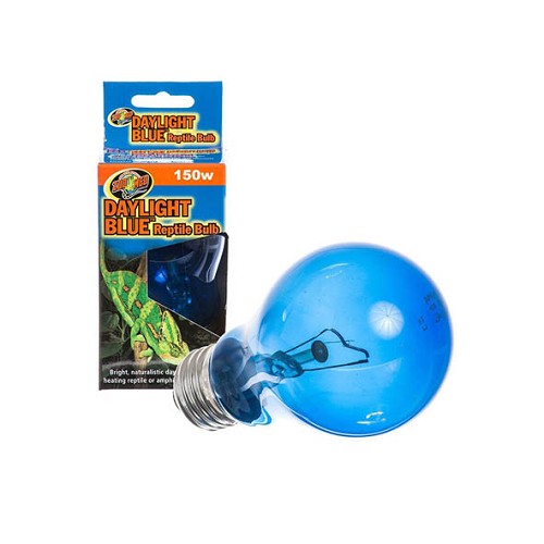 - Zoo Med’s Daylight Blue™ Reptile Bulb is made of a true blue glass (not painted or coated) for better heat transfer. Economical daytime heat source provides beneficial UVA rays for the psychological health of reptile and amphibian species. Bright, attractive light output accentuates your animal’s natural colors for maximum viewing pleasure. European quality for long burn life.