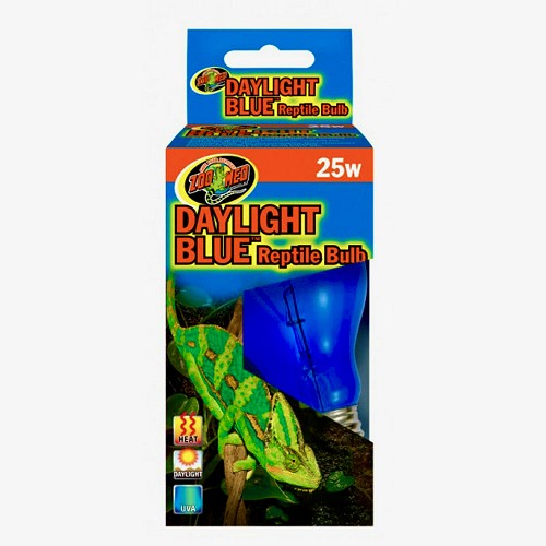 Zoo Med’s Daylight Blue™ Reptile Bulb is made of a true blue glass (not painted or coated) for better heat transfer. Economical daytime heat source provides beneficial UVA rays for the psychological health of reptile and amphibian species. Bright, attractive light output accentuates your animal’s natural colors for maximum viewing pleasure. European quality for long burn life.
