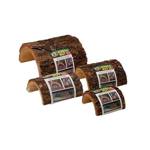 This is a natural alternative to plastic or resin hiding areas. Zoo Med’s Habba Hut™ adds privacy to any reptile terrarium. A perfect way to help reptiles feel safe and secure, while reducing the stress associated with keeping animals in captivity.

- Cut from natural Fir.
- Available in five sizes to meet almost any reptiles needs!
- Terrarium Moss can be added inside Habba Hut to provide a humid shelter.
- Great for use with hamsters, mice, rats, ferrets, hedgehogs, guinea pigs, and other popular pets!