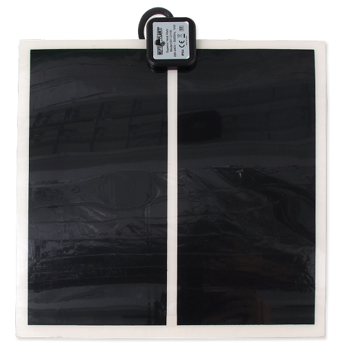 Supports natural behavior, activity and metabolism.
Optimized heating technology ensures even distribution of heat and low power consumption.
Easy to install thanks to the self-adhesive layer.

Suitable for terrarium and other animals.
The heating mat is always placed on the outer part of the glass (base of terrarium or side wall).
When placing on the outer glass of the terrarium base, use four rubber pads (the heating mat must not touch flammable materials). The heating mat heats the terrarium glass and thereby increases the temperature of the terrarium substrate.

Warning:
The heating mat must only be stuck from the outside of the terrarium.
The heating mat must not touch any flammable materials.
The heating area should be less than 1/3 of the terrarium area.
Do not bend or cut.
Do not immerse in liquid.