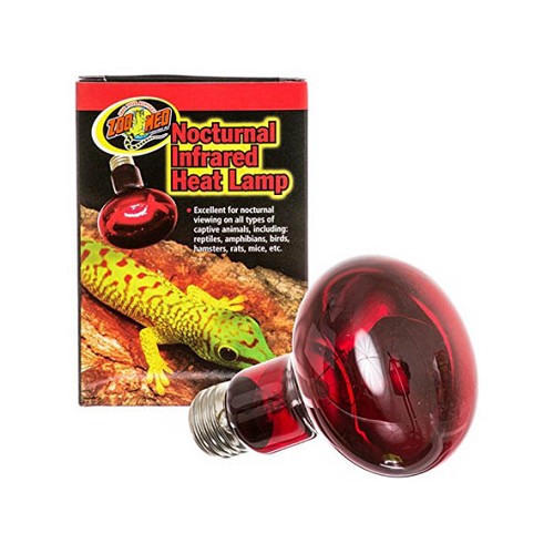 True red glass, not painted or coated (Except the 250 w, which is lacquered)! Zoo Med’s spot reflector focuses more heat into your enclosure and minimizes nighttime glare. Ideal 24-hour heat source for all types of reptiles, amphibians, birds, or small animals. Very little visible light provided so as not to disturb your animals sleep patterns. Excellent for nocturnal viewing of all types of captive animals.
